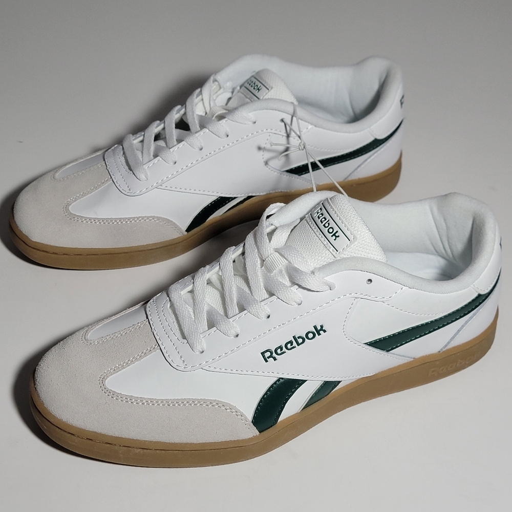 Reebok White and Green Lace-Up Sneakers Size 11